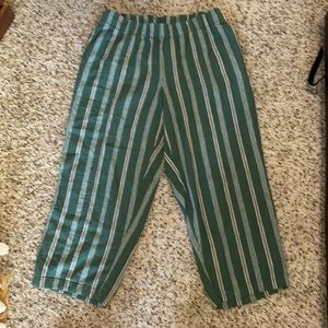 Linen pants green and tan with pockets